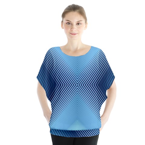 Converging Lines Blue Shades Glow Blouse by Nexatart