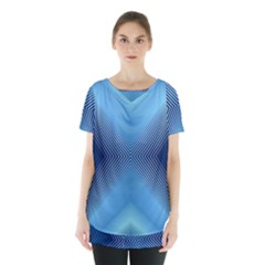 Converging Lines Blue Shades Glow Skirt Hem Sports Top by Nexatart