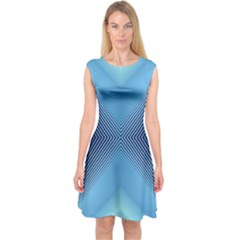 Converging Lines Blue Shades Glow Capsleeve Midi Dress by Nexatart