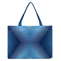 Converging Lines Blue Shades Glow Zipper Medium Tote Bag by Nexatart