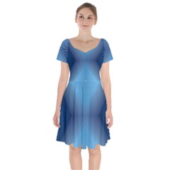 Converging Lines Blue Shades Glow Short Sleeve Bardot Dress by Nexatart