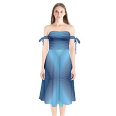 Converging Lines Blue Shades Glow Shoulder Tie Bardot Midi Dress by Nexatart