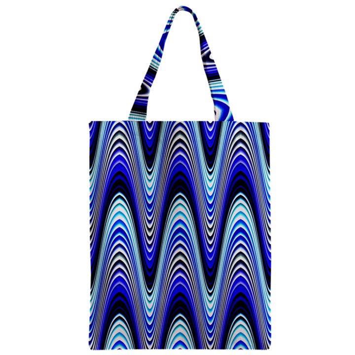 Waves Wavy Blue Pale Cobalt Navy Zipper Classic Tote Bag