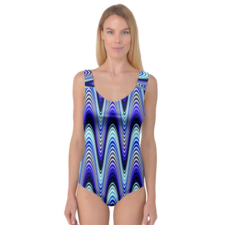 Waves Wavy Blue Pale Cobalt Navy Princess Tank Leotard 