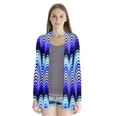 Waves Wavy Blue Pale Cobalt Navy Drape Collar Cardigan by Nexatart