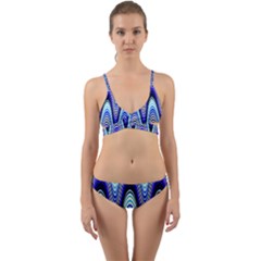 Waves Wavy Blue Pale Cobalt Navy Wrap Around Bikini Set by Nexatart