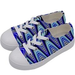 Waves Wavy Blue Pale Cobalt Navy Kids  Low Top Canvas Sneakers by Nexatart