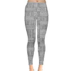 Texture Wood Grain Grey Gray Leggings  by Nexatart