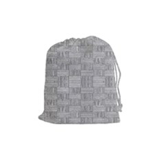 Texture Wood Grain Grey Gray Drawstring Pouches (medium)  by Nexatart