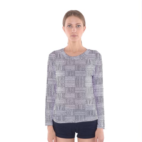 Texture Wood Grain Grey Gray Women s Long Sleeve Tee by Nexatart