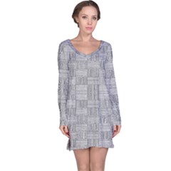 Texture Wood Grain Grey Gray Long Sleeve Nightdress by Nexatart