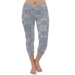 Texture Wood Grain Grey Gray Capri Winter Leggings  by Nexatart