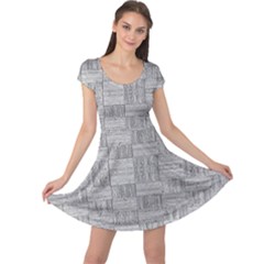 Texture Wood Grain Grey Gray Cap Sleeve Dress by Nexatart