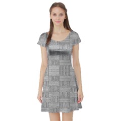 Texture Wood Grain Grey Gray Short Sleeve Skater Dress by Nexatart