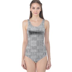 Texture Wood Grain Grey Gray One Piece Swimsuit by Nexatart