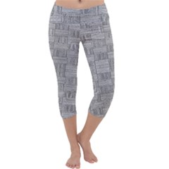 Texture Wood Grain Grey Gray Capri Yoga Leggings by Nexatart