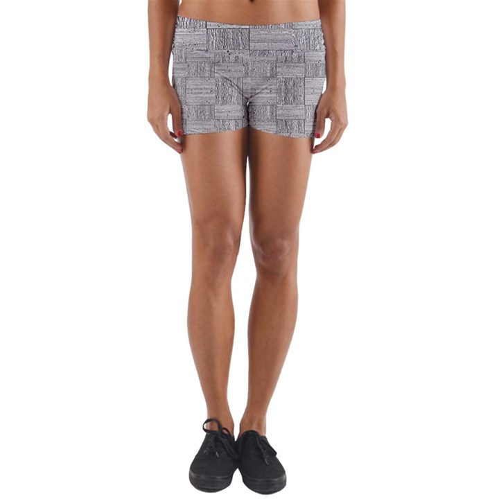 Texture Wood Grain Grey Gray Yoga Shorts