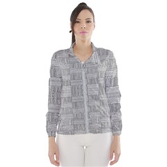 Texture Wood Grain Grey Gray Wind Breaker (women) by Nexatart