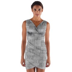 Texture Wood Grain Grey Gray Wrap Front Bodycon Dress by Nexatart