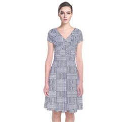 Texture Wood Grain Grey Gray Short Sleeve Front Wrap Dress by Nexatart