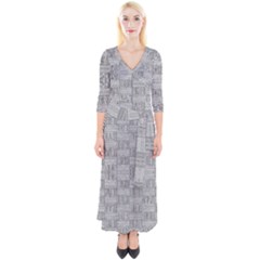 Texture Wood Grain Grey Gray Quarter Sleeve Wrap Maxi Dress by Nexatart