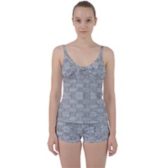 Texture Wood Grain Grey Gray Tie Front Two Piece Tankini by Nexatart