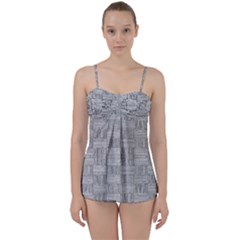 Texture Wood Grain Grey Gray Babydoll Tankini Set by Nexatart