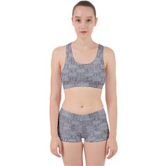 Texture Wood Grain Grey Gray Work It Out Sports Bra Set by Nexatart