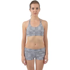 Texture Wood Grain Grey Gray Back Web Sports Bra Set