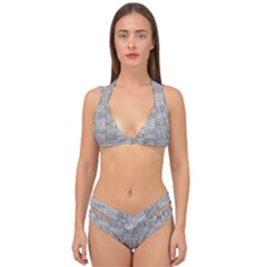 Texture Wood Grain Grey Gray Double Strap Halter Bikini Set by Nexatart