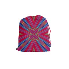 Burst Radiate Glow Vivid Colorful Drawstring Pouches (medium)  by Nexatart