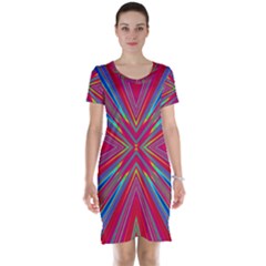 Burst Radiate Glow Vivid Colorful Short Sleeve Nightdress by Nexatart