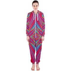 Burst Radiate Glow Vivid Colorful Hooded Jumpsuit (ladies)  by Nexatart