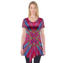 Burst Radiate Glow Vivid Colorful Short Sleeve Tunic  by Nexatart