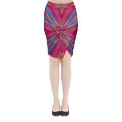 Burst Radiate Glow Vivid Colorful Midi Wrap Pencil Skirt by Nexatart