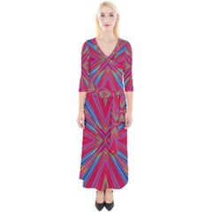 Burst Radiate Glow Vivid Colorful Quarter Sleeve Wrap Maxi Dress