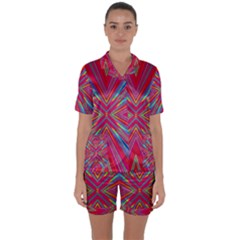 Burst Radiate Glow Vivid Colorful Satin Short Sleeve Pyjamas Set by Nexatart