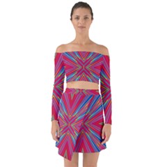 Burst Radiate Glow Vivid Colorful Off Shoulder Top With Skirt Set by Nexatart