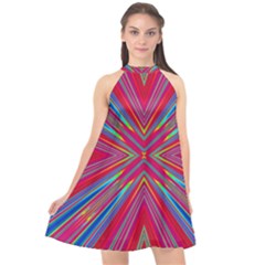 Burst Radiate Glow Vivid Colorful Halter Neckline Chiffon Dress  by Nexatart