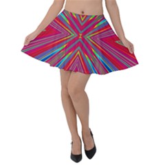 Burst Radiate Glow Vivid Colorful Velvet Skater Skirt by Nexatart