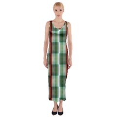 Fabric Textile Texture Green White Fitted Maxi Dress by Nexatart