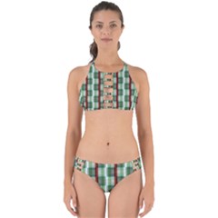 Fabric Textile Texture Green White Perfectly Cut Out Bikini Set by Nexatart