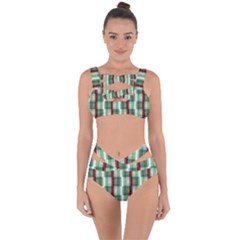 Fabric Textile Texture Green White Bandaged Up Bikini Set  by Nexatart