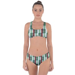 Fabric Textile Texture Green White Criss Cross Bikini Set