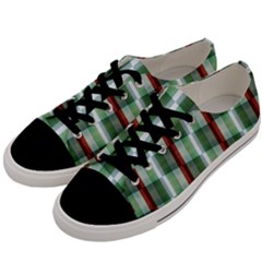 Fabric Textile Texture Green White Men s Low Top Canvas Sneakers by Nexatart