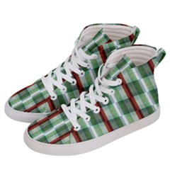 Fabric Textile Texture Green White Men s Hi-top Skate Sneakers