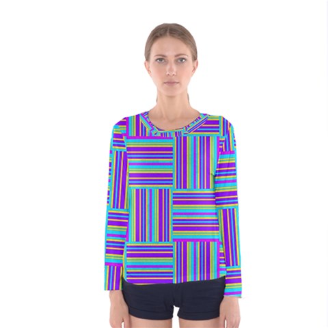 Geometric Textile Texture Surface Women s Long Sleeve Tee by Nexatart