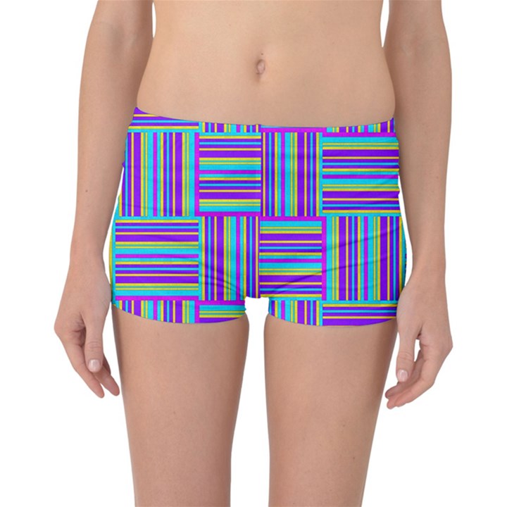 Geometric Textile Texture Surface Reversible Boyleg Bikini Bottoms