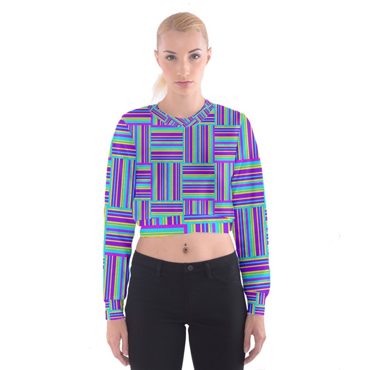 Geometric Textile Texture Surface Cropped Sweatshirt