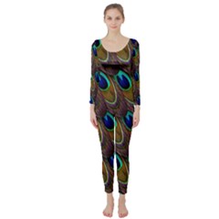 Peacock Feathers Bird Plumage Long Sleeve Catsuit by Nexatart